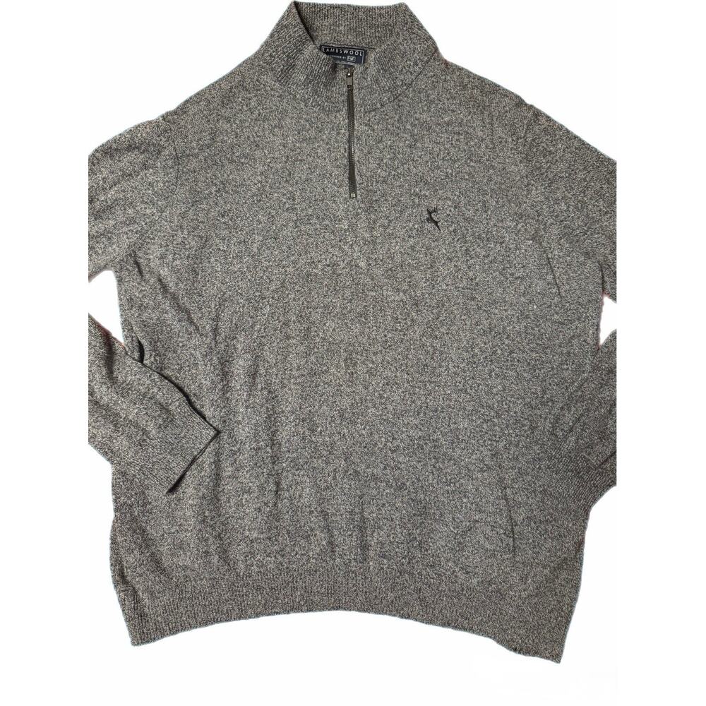 F&F Signature Lambswool Jumper Brown Coffee 1/4 Zip Pullover Sweater Mens 3X
